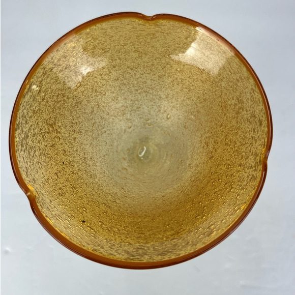 Hand Blown Amber Margarita/Martini Glasses Bubble Glass Clear Stem - Picture 3 of 7